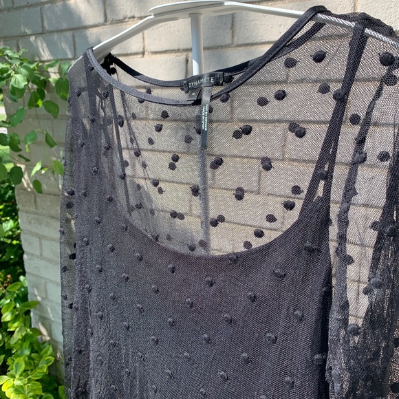 SOLD Dynamite Mesh/Net Bodycon Slit Dress w/ Black - Picture 3 of 4